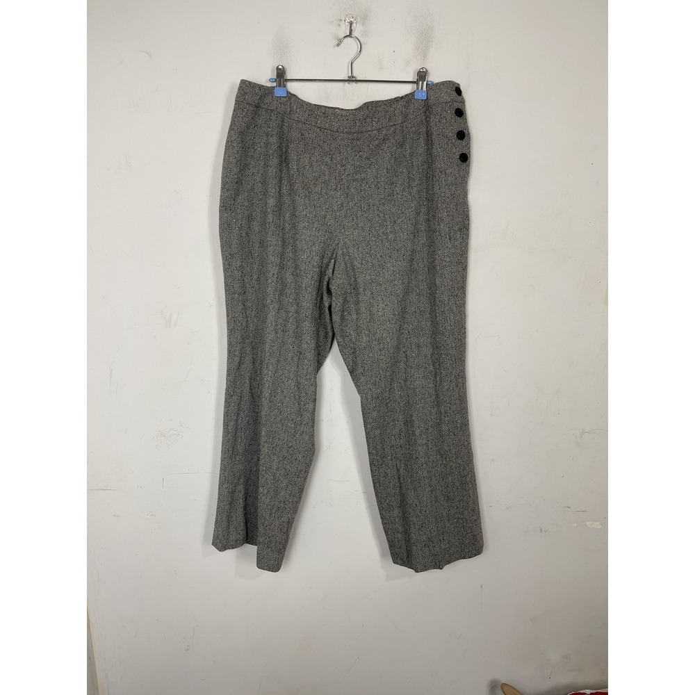 Talbots Womens Dress Pants Trousers 16 Petite Gray Herringbone Wool Career